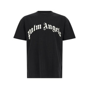 Palm Angels �p�[���G���W�F���X �����Y T�V���c�E�J�b�g�\�[ PMAA109S26JER00G10031003 'Curved Logo' T-shirt White/Black L M S XL XS 2XS �y���������E�֐ō��z