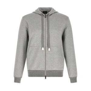 Brioni �u���I�[�j �����Y �X�E�F�b�g�E�t�[�f�B�[ UJNL0LPA6111800 Piquet cotton hoodie Gray L M XL 2XL 3XL �y���������E�֐ō��z