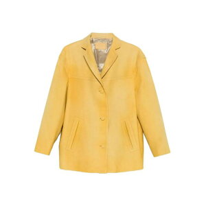 Prada �v���_ ���f�B�[�X ���U�[&�t�@�[�W���P�b�g�E�R�[�g 56A233180YSOOOF0901 Leather Jacket Yellow 42 40 �y���������E�֐ō��z