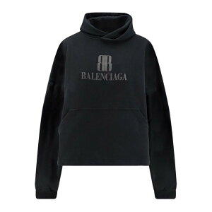 Balenciaga �o�����V�A�K ���f�B�[�X �X�E�F�b�g�E�t�[�f�B�[ 818433TSVO31083 Felpa Cropped In Cotone Black 2 1 3 �y���������E�֐ō��z