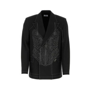 Off-White �I�t�z���C�g �����Y �u���U�[�E�W���P�b�g OMEW001S23FAB0021001 Black stretch polyester blend blazer Black 46 48 50 �y���������E�֐ō��z