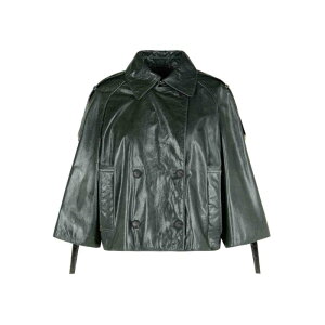 Max Mara �}�b�N�X�}�[�� ���f�B�[�X ���U�[&�t�@�[�W���P�b�g�E�R�[�g 2521446031600001 Tenace Grey Leather Jacket Grey 42 40 38 36 �y���������E�֐ō��z