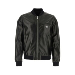 Prada �v���_ �����Y ���U�[&�t�@�[�W���P�b�g�E�R�[�g UPW280SOOO038F0002 Black nappa leather reversible bomber jacket Black 46 48 50 52 56 �y���������E�֐ō��z