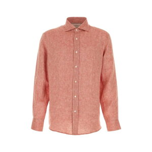 Brunello Cucinelli �u���l���E�N�`�l�� �����Y �V���c�E�u���E�X MM6840627C148 Melange red linen shirt Red S M L XL 2XL �y���������E�֐ō��z