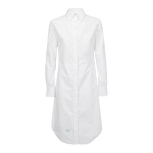 Thom Browne �g���E�u���E�� ���f�B�[�X �����s�[�X�E�h���X�E�I�[���C������ FDS001A06177100 Cotton knee length shirt dress White 44 42 40 38 �y���������E�֐ō��z