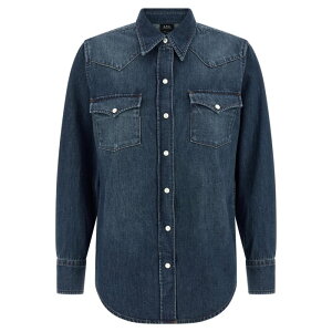 A.P.C. �A�[�y�[�Z�[ ���f�B�[�X �V���c�E�u���E�X COHMEF12644IAL 'Western' shirt Blue FR34 FR38 FR36 FR40 36 38 40 34 �y���������E�֐ō��z