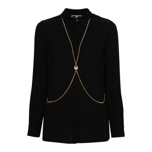 Elisabetta Franchi �G���U�x�b�^ �t�����L ���f�B�[�X �V���c�E�u���E�X CA03242E2110 Shirt With Chain Black 42 �y���������E�֐ō��z