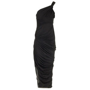 Rick Owens ���b�N �I�E�G���X ���f�B�[�X �����s�[�X�E�h���X�E�I�[���C������ RO01D2598 Draped jersey midi dress Black IT32 IT34 IT36 IT38 IT40 IT42 IT44 IT46 IT48 IT50 IT52 IT54 IT56 �y���������E�֐ō��z