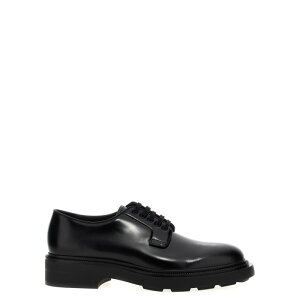 Prada v_ Y [XAbv 2EE404FG000ZJYF0002 Brushed leather lace-up shoes Black 10 7 8 9 6 6.5 7.5 8.5 9.5 11 yE֐ōz