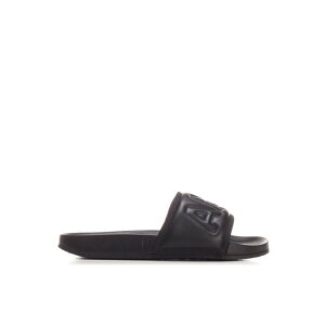 AMBUSH AubV Y T_ BMIC001S21LEA0011010 Leather branded sliders in black Black 39 40 yE֐ōz