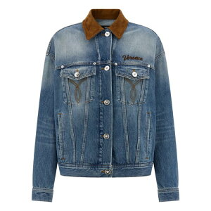 VERSACE ���F���T�[�`�F ���f�B�[�X �J�W���A���W���P�b�g 10226941A167511D800 'Trucker' jacket Blue IT38 IT40 IT42 IT44 38 40 42 44 �y���������E�֐ō��z