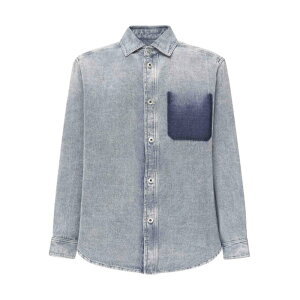 LOEWE ���G�x �����Y �V���c�E�u���E�X H526Y1DW171360 Cotton And Linen Shirt Blue 44 �y���������E�֐ō��z
