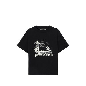 Palm Angels �p�[���G���W�F���X �����Y T�V���c�E�J�b�g�\�[ PMAA109S26JER0061003 T-shirt Palm Angels BLACK S M L XL 2XL �y���������E�֐ō��z