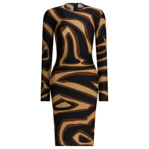 Emilio Pucci �G�~���I�v�b�` ���f�B�[�X �����s�[�X�E�h���X�E�I�[���C������ 5UJG655U745049 Midi dress with Labirinto print Black 40 42 44 38 �y���������E�֐ō��z