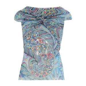 ETRO �G�g�� ���f�B�[�X T�V���c�E�J�b�g�\�[ WRJA019399IAS72X0887 SEMI-SHEER STRAIGHT NECK PATTERNED TOP X0887 40 42 44 46 �y���������E�֐ō��z