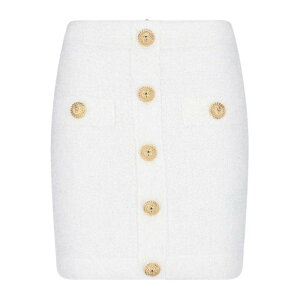 Balmain �o���}�� ���f�B�[�X �X�J�[�g DF1LB292KH100FA Mini Button Skirt White 36 �y���������E�֐ō��z