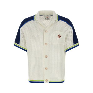 Casablanca �J�T�u�����J �����Y �V���c�E�u���E�X MSS26KW131001 'Tennis Cotton Crochet' shirt White L M XL S 3XS �y���������E�֐ō��z