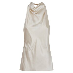 Balmain �o���}�� ���f�B�[�X �V���c�E�u���E�X FF1AE165SE950AS HALTERNECK CREPE SATIN TOP 0AS BEIGE 36 38 40 �y���������E�֐ō��z
