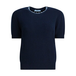 Prada �v���_ ���f�B�[�X �j�b�g�E�Z�[�^�[�E�J�[�f�B�K�� P24V2B18M6F0008 Wool and cashmere crewneck sweater Blue 40 42 44 �y���������E�֐ō��z