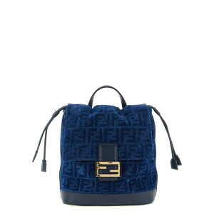 FENDI �t�F���f�B ���f�B�[�X �o�b�N�p�b�N 8BZ057AWDVF1UJW FF flocked denim backpack Blue onesize �y���������E�֐ō��z
