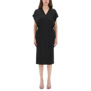 Stella McCartney �X�e�� �}�b�J�[�g�j�[ ���f�B�[�X �����s�[�X�E�h���X�E�I�[���C������ 6A05613FU3021000 MIDI DRESS WITH WING SLEEVES BLACK 40 42 38 �y���������E�֐ō��z