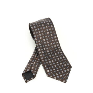 ZEGNA [jA Y lN^C Z2D04TA21P8BR1 Jacquard silk tie Brown IT0 yE֐ōz