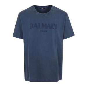 Balmain �o���}�� �����Y T�V���c�E�J�b�g�\�[ DH1EG010BC72SOS BALMAIN VINTAGE EMB T-SHIRT - REG FIT SOS BLEU BLEU XS S M L XL 2XL �y���������E�֐ō��z