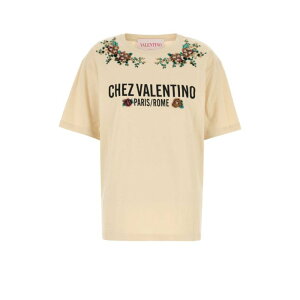 Valentino Garavani ���@�����e�B�m ���f�B�[�X T�V���c�E�J�b�g�\�[ 6B3MG24K91CR8E Cream cotton t-shirt Yellow XS S M �y���������E�֐ō��z