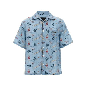 Prada �v���_ �����Y �V���c�E�u���E�X UCS524SOOO17OYF0076 'Hawaii' shirt Light Blue L M XL �y���������E�֐ō��z