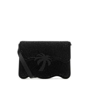 Palm Angels �p�[���G���W�F���X ���f�B�[�X �n���h�o�b�O�E�V�����_�[�o�b�O PWNQ008S23LEA0051072 Embellished suede Palm Beach crossbody bag Black onesize �y���������E�֐ō��z
