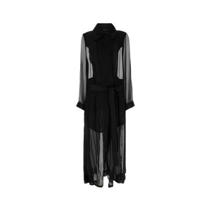 Ann Demeulemeester �A���h�D�������X�e�[�� ���f�B�[�X �R�[�g 2301WCO50FA239099 Black crepe Georgine trench coat Black 38 �y���������E�֐ō��z