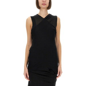 Rick Owens ���b�N �I�E�G���X ���f�B�[�X �^���N�g�b�v�E�L���~�\�[�� RP01E7109UC09 TOP WITH CROSSOVER BLACK 40 42 38 �y���������E�֐ō��z