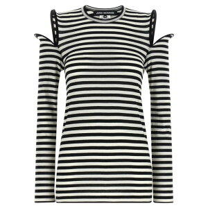 JUNYA WATANABE �W������ ���^�i�x ���f�B�[�X T�V���c�E�J�b�g�\�[ JQT0221 Sculptural shoulder t-shirt White/Black M S �y���������E�֐ō��z