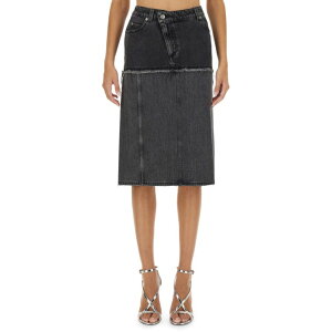 Alexander McQUEEN �A���L�T���_�[�E�}�b�N�C�[�� ���f�B�[�X �X�J�[�g 802093QMACX1307 TWO-TONE DENIM SKIRT BLACK 42 40 �y���������E�֐ō��z