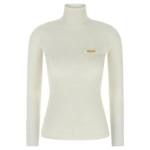 Elisabetta Franchi �G���U�x�b�^ �t�����L ���f�B�[�X �j�b�g�E�Z�[�^�[�E�J�[�f�B�K�� MK11B56E2360 Ribbed turtleneck sweater White IT38 IT40 IT42 IT44 42 44 46 40 38 �y���������E�֐ō��z