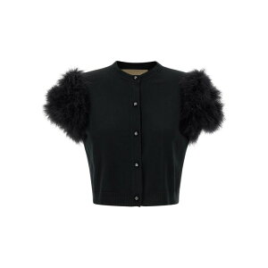 Valentino Garavani ���@�����e�B�m ���f�B�[�X �j�b�g�E�Z�[�^�[�E�J�[�f�B�K�� B3K400ZA5G0NO Valentino Garavani feathered knit cardigan Black L S �y���������E�֐ō��z