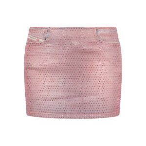 Diesel �f�B�[�[�� ���f�B�[�X �X�J�[�g A1249109I2201 Denim skirt with rhinestones Pink 28 26 30 �y���������E�֐ō��z