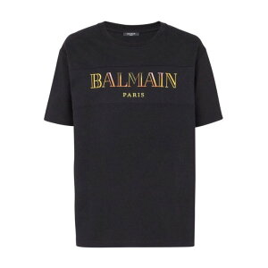 Balmain �o���}�� �����Y T�V���c�E�J�b�g�\�[ DH0EG006BC81EAH Cotton Black T-Shirt With Printed Logo Multicolour L XL S �y���������E�֐ō��z