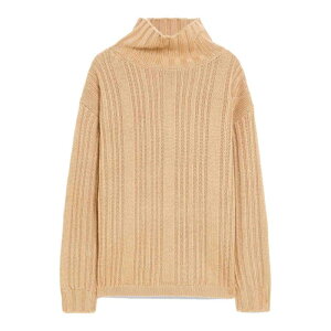 Max Mara �}�b�N�X�}�[�� ���f�B�[�X �j�b�g�E�Z�[�^�[�E�J�[�f�B�K�� 2421366012650003 Vitalba Wool And Cashmere Polo-Neck Jumper Camel M XS S �y���������E�֐ō��z