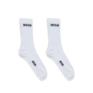 MSGM �G���G�X�W�[�G�� �����Y �A���_�[�E�F�A 4040MS0526707501 JACQUARD LOGO SOCKS 01 WHITE onesize �y���������E�֐ō��z