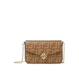 FENDI �t�F���f�B ���f�B�[�X ���z�E�J�[�h�P�[�X 8M0509AS42F1URT TWO-TONE FF LEATHER WALLET Nude & Neutrals onesize �y���������E�֐ō��z