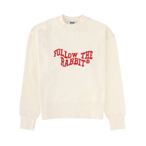 MSGM �G���G�X�W�[�G�� ���f�B�[�X �X�E�F�b�g�E�t�[�f�B�[ 3941MDM9325779902 FOLLOW THE RABBIT SWEATSHIRT WHITE M S XS �y���������E�֐ō��z
