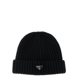 Prada �v���_ �����Y �X�q 2HC3902DZLF0002 Triangle logo beanie Black S M L �y���������E�֐ō��z