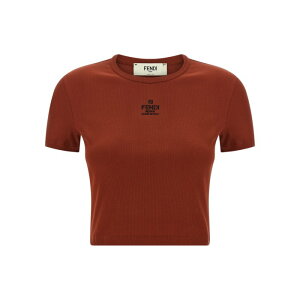 FENDI �t�F���f�B ���f�B�[�X T�V���c�E�J�b�g�\�[ FS8110ANQMF1T6K Logo embroidery top Brown L M S XS �y���������E�֐ō��z