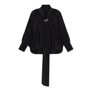 Max Mara �}�b�N�X�}�[�� ���f�B�[�X �V���c�E�u���E�X 21116081600007 Silk Shirt Black 38 40 �y���������E�֐ō��z