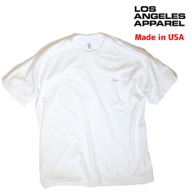 LOS ANGELES APPAREL / ロサンゼルスアパレル / 無地 肉厚 6.5oz 半袖ポケットTシャツ / Short Sleeve Garment Dye Pocket T-Shirt - WHITE / 1809GD / LA APPAREL LAアパレル ロスアパ ホワイト 白【s8】