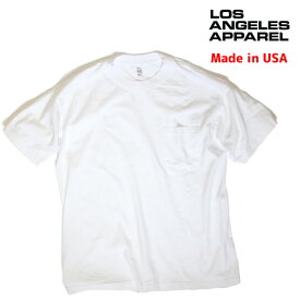 【マラソン期間★3000円以上で300円OFFクーポン】LOS ANGELES APPAREL / ロサンゼルスアパレル / 無地 肉厚 6.5oz 半袖ポケットTシャツ / Short Sleeve Garment Dye Pocket T-Shirt - WHITE / 1809GD / LA APPAREL LAアパレル ロスアパ ホワイト 白【s5】