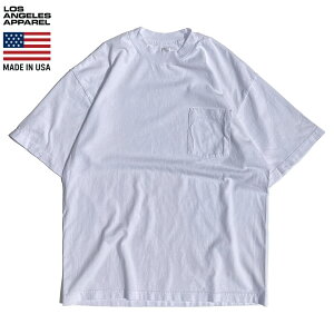 LOS ANGELES APPAREL / ���T���[���X�A�p���� / ���n ���� 6.5oz �����|�P�b�gT�V���c / Short Sleeve Garment Dye Pocket T-Shirt - WHITE / 1809GD / LA APPAREL LA�A�p���� ���X�A�p �z���C�g ��