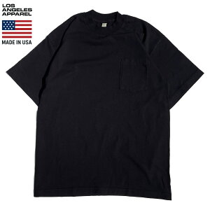 LOS ANGELES APPAREL / ���T���[���X�A�p���� / ���n ���� 6.5oz �����|�P�b�gT�V���c / Short Sleeve Garment Dye Pocket T-Shirt - BLACK / 1809GD / LA APPAREL LA�A�p���� ���X�A�p �u���b�N ��
