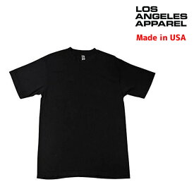 LOS ANGELES APPAREL ロサンゼルスアパレル / 無地 肉厚 6.5oz 半袖Tシャツ / Short Sleeve Garment Dye Crew Neck T-Shirt - BLACK / 1801GD アメアパ ロスアパ LAアパレル　黒 ブラック【s9】